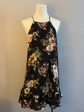 IJoah Black Floral Mini Dress Size M
